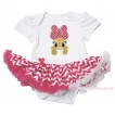 Easter White Baby Bodysuit Hot Pink White Chevron Pettiskirt & Pink Bow Bunny Rabbit Print JS4386